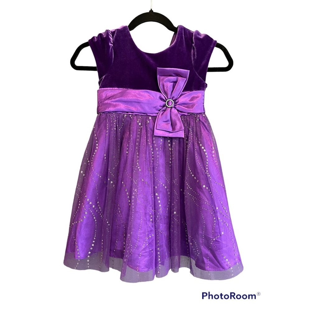 Purple Velvet Fancy Dress Girls Size 5